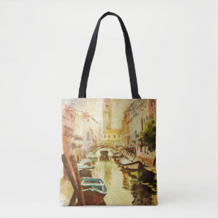 A View Of The Canal With Boats And Buildings Tote Bag