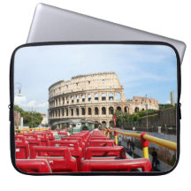 A view of the Colosseum in Rome from a tour bus