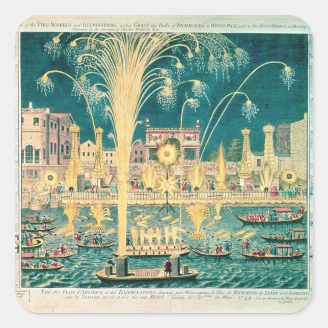 A View of the Fireworks and Illuminations Square Sticker (Front)