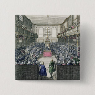 A View of the House of Commons, engraved by B. Col 15 Cm Square Badge