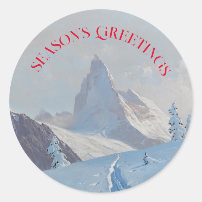 A View of the Matterhorn, Winter Classic Round Sticker (Front)
