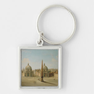 A View of the Piazza del Popolo (oil on canvas) Key Ring