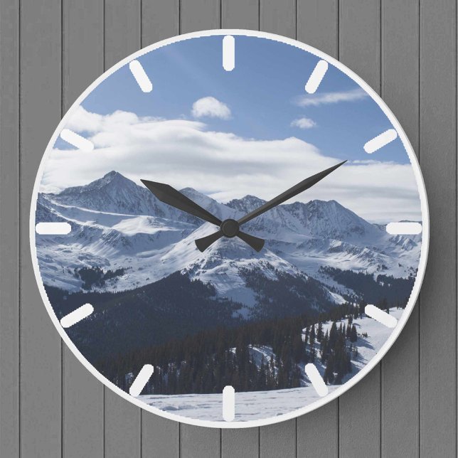 A View of the Snowy Alpine Mountains. Large Clock (Creator Uploaded)