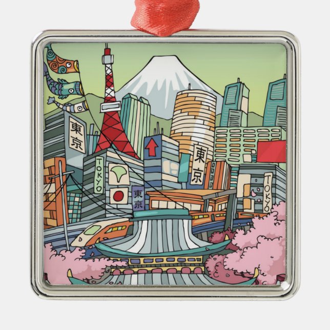 A View of Tokyo Metal Ornament (Front)