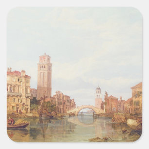 A View of Verona, 1848 (oil on canvas) Square Sticker