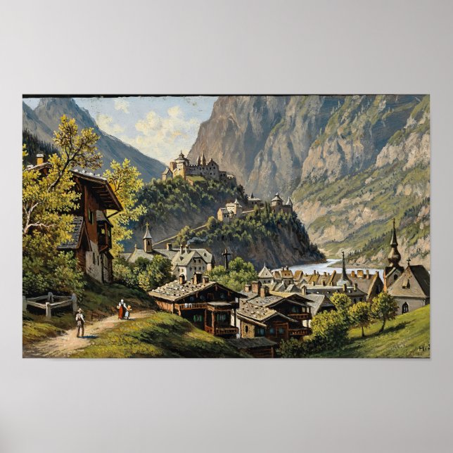 A View of Werfen Hubert Sattler  Poster (Front)