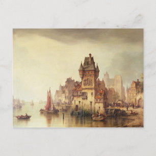 A View on the River, Dordrecht, 1879 (oil on canva Postcard