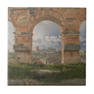 A View through Three Arches of the Colosseum Ceramic Tile