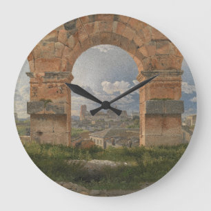 A View through Three Arches of the Colosseum Large Clock