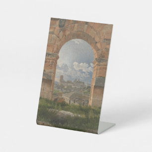 A View through Three Arches of the Colosseum Pedestal Sign