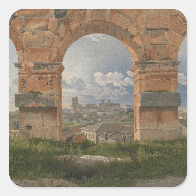 A View through Three Arches of the Colosseum Square Sticker (Front)