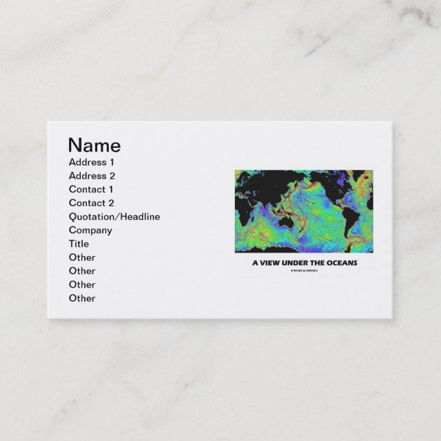 A View Under The Oceans (World Map) Business Card (Front)