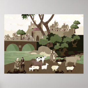 A village in the Middle Ages Poster