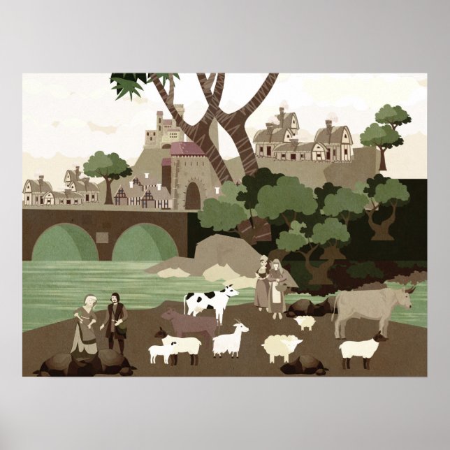 A village in the Middle Ages Poster (Front)