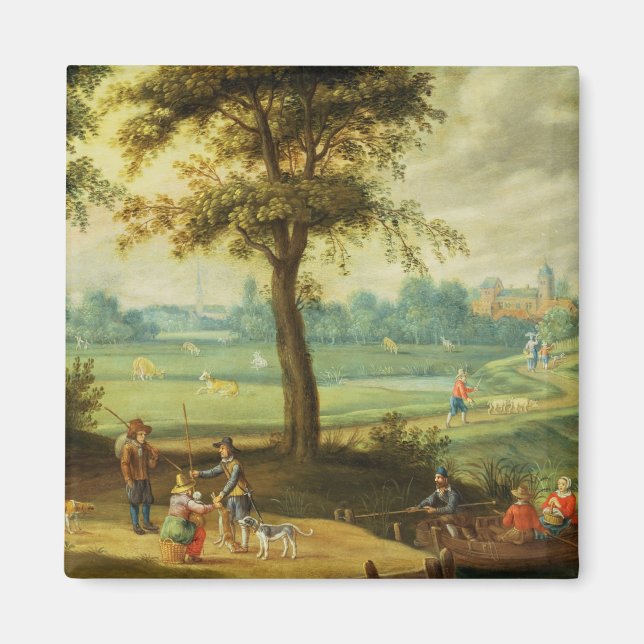 A Village Landscape by a River Magnet (Front)