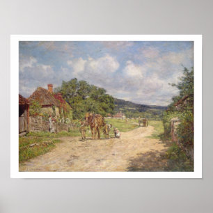 A Village Scene (oil on canvas) Poster