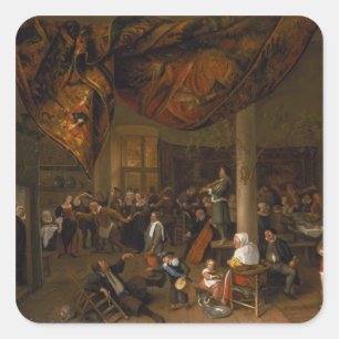 A Village Wedding Feast with Revellers Square Sticker