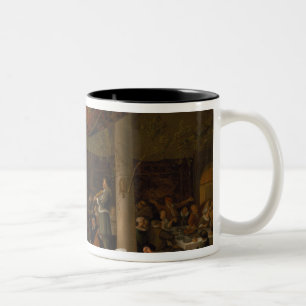 A Village Wedding Feast with Revellers Two-Tone Coffee Mug