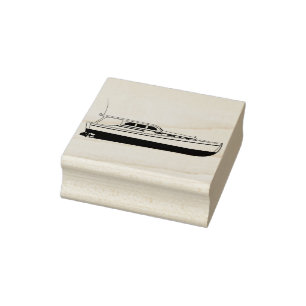A vintage 32-foot cabin cruiser rubber stamp