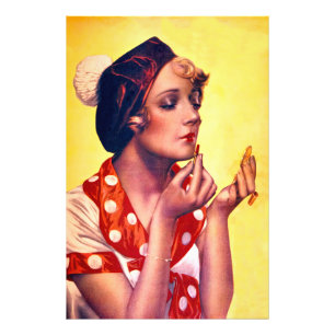 A vintage art deco poster of a young woman
