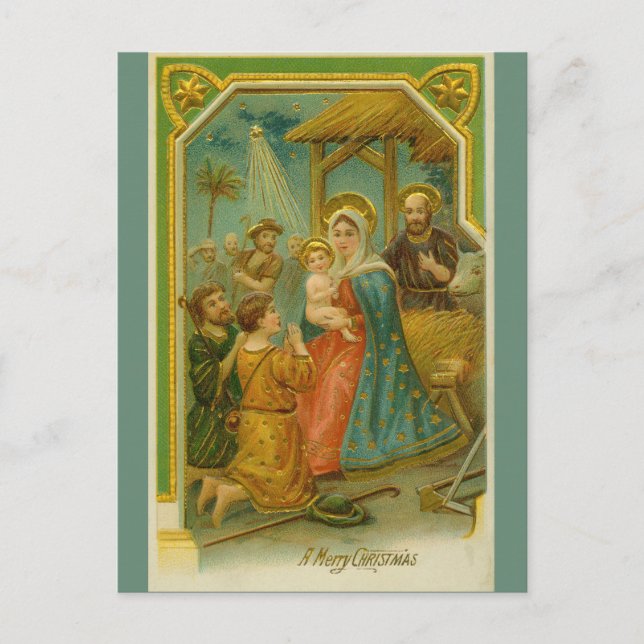 A Vintage Christmas Nativity Postcard (Front)