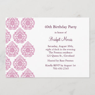 A Vintage Damask Birthday Invitation