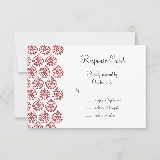 A Vintage Damask RSVP (red) Card (Front)
