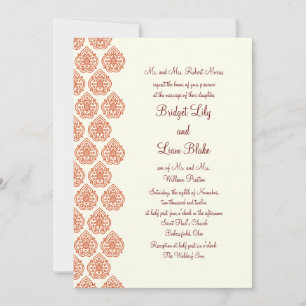 A Vintage Damask Wedding Invitation (orange)