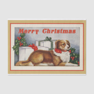 A Vintage Dog Says Merry Christmas! Tissue Paper