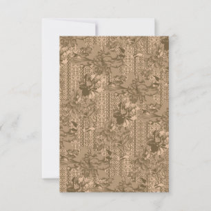 A vintage floral pattern with intricate brown desi RSVP card