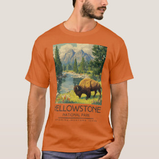 A Vintage Illustration of Yellowstone National Par T-Shirt