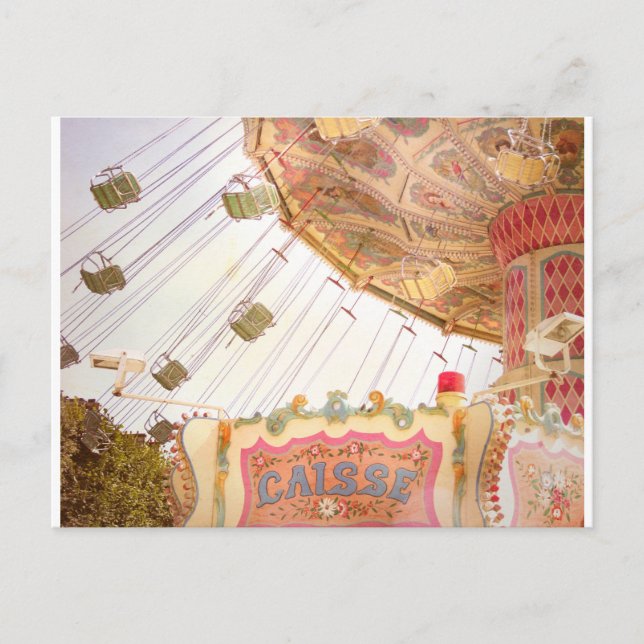 A vintage merry-go-round in Paris on postcard (Front)