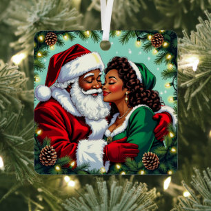 A Vintage Mr and Mrs Claus Christmas Personalized Metal Tree Decoration