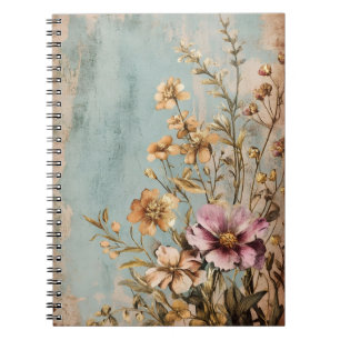 A vintage or shabby chic floral composition notebook