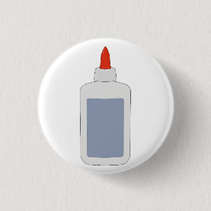A vintage school glue from the 80s, 90s 3 cm round badge
