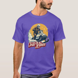 A vintage skeleton driving a snowmobile T-Shirt