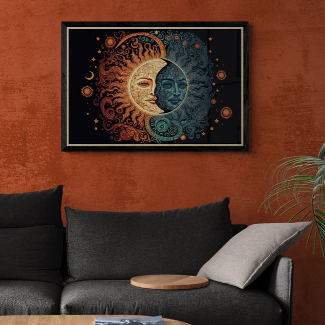 A Vintage Style Psychedelic Sun and Moon Poster (Creator Uploaded)