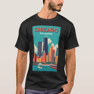 A Vintage Travel Art of Chicago Illinois US 1 T-Shirt