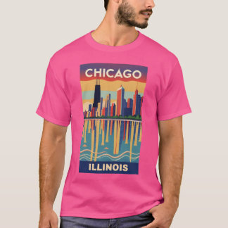 A Vintage Travel Art of Chicago Illinois US 3 T-Shirt
