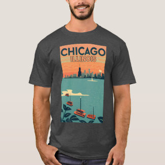 A Vintage Travel Art of Chicago Illinois US T-Shirt