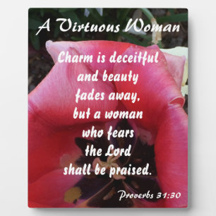 A Virtuous Woman Red Rose Plaque