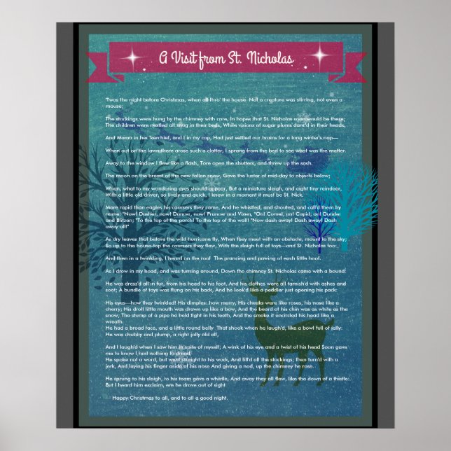 A Visit From St. Nicholas - Holiday Poster (Front)