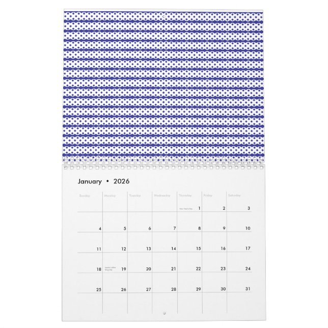 A vivid blue sky with scattered white clouds. calendar (Jan 2026)