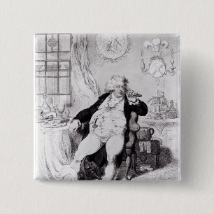A Voluptuary under the Horrors of Digestion 15 Cm Square Badge