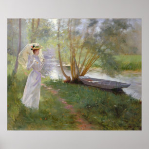 A walk by the river, 1890 poster