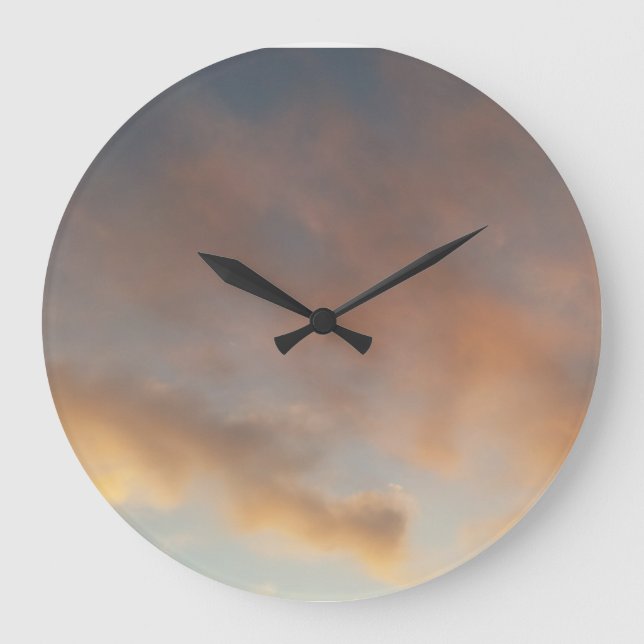 A walk in the clouds 3 Pink clouds in a blue sky,  Large Clock (Front)