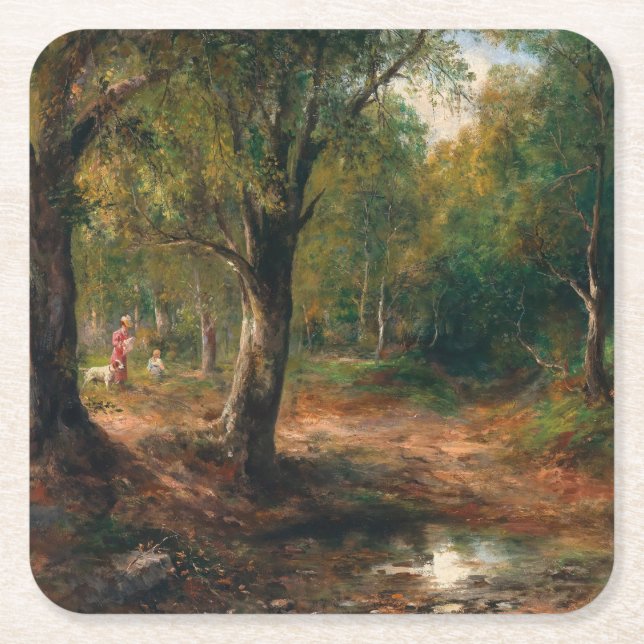 A Walk in the Forest – Emil Barbarini Square Paper Coaster (Front)