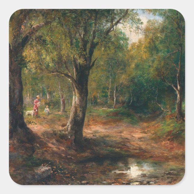 A Walk in the Forest – Emil Barbarini Square Sticker (Front)