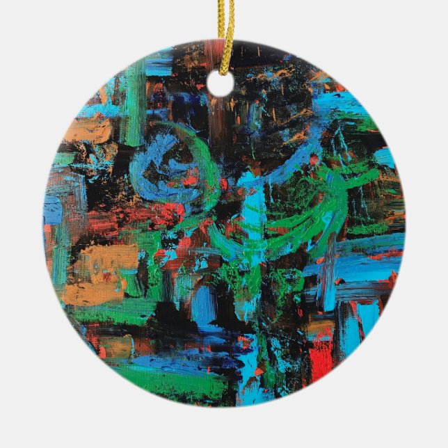 A Walk In The Forest-Hand Painted Abstract Art Ceramic Ornament (Front)