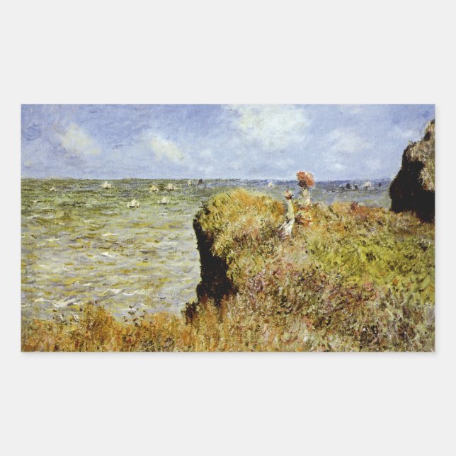 A Walk on the Cliffs at Pourville Rectangular Sticker (Front)